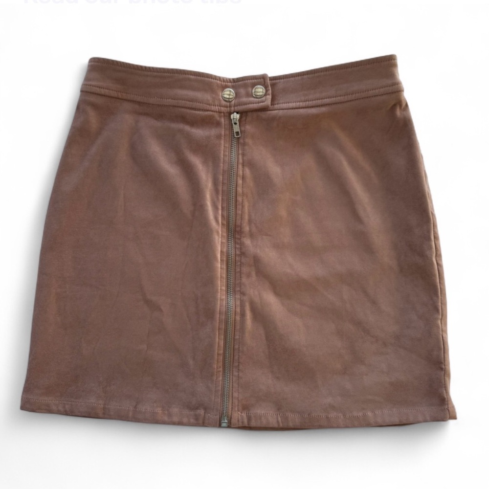 Kendall & Kylie Faux Brown Suede Mini Skirt Women Medium Coquette Chic Y2K